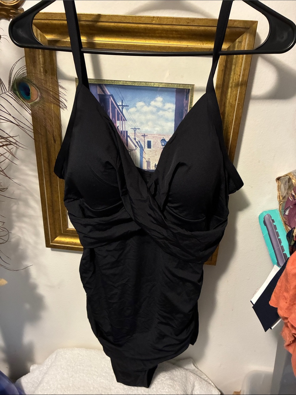 Jantzen Black Ruched One-Piece Bodysuit Swim Top